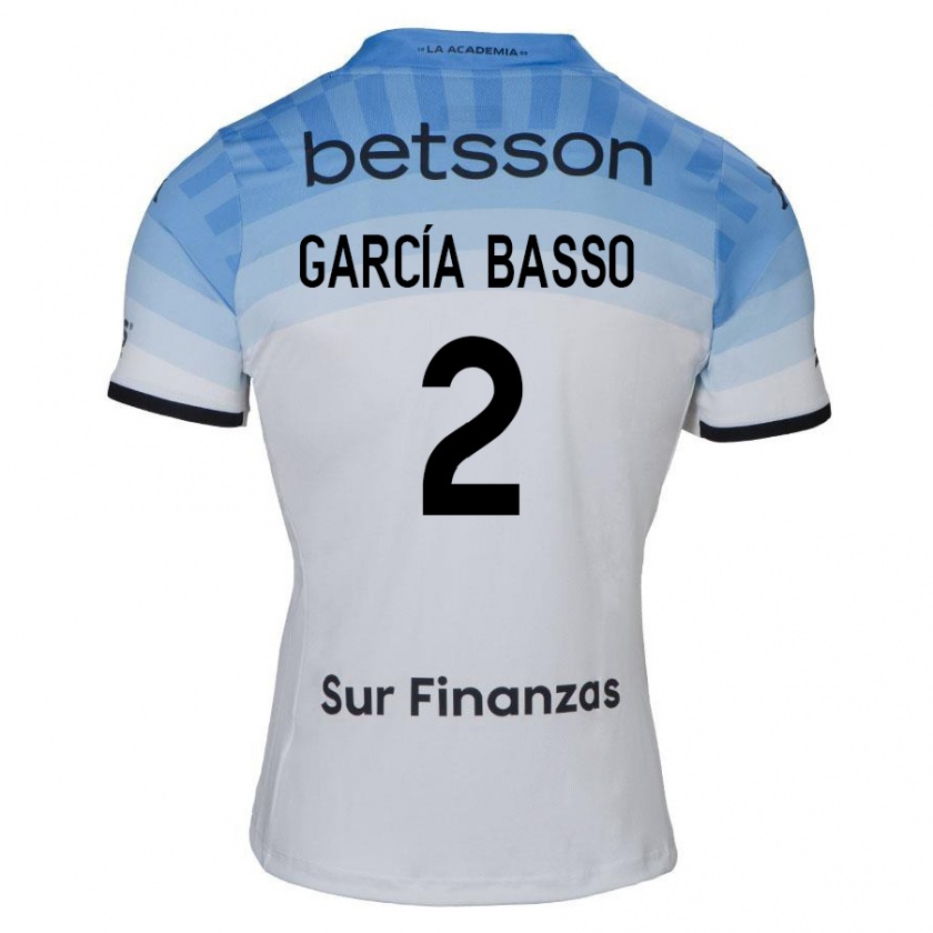 Kandiny Gyermek Agustín García Basso #2 Fehér Kék Fekete Idegenbeli Jersey 2024/25 Mez Póló Ing