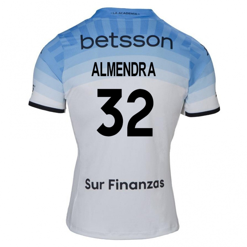 Kandiny Gyermek Agustín Almendra #32 Fehér Kék Fekete Idegenbeli Jersey 2024/25 Mez Póló Ing