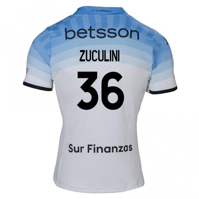 Kandiny Gyermek Bruno Zuculini #36 Fehér Kék Fekete Idegenbeli Jersey 2024/25 Mez Póló Ing