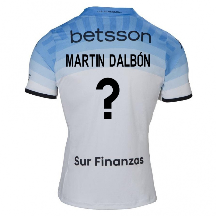 Kandiny Gyermek Juan Martin Dalbón #0 Fehér Kék Fekete Idegenbeli Jersey 2024/25 Mez Póló Ing