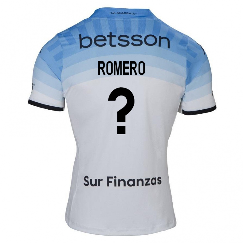 Kandiny Gyermek Benicio Romero #0 Fehér Kék Fekete Idegenbeli Jersey 2024/25 Mez Póló Ing