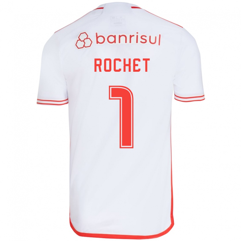 Kandiny Gyermek Sergio Rochet #1 Fehér Piros Idegenbeli Jersey 2024/25 Mez Póló Ing