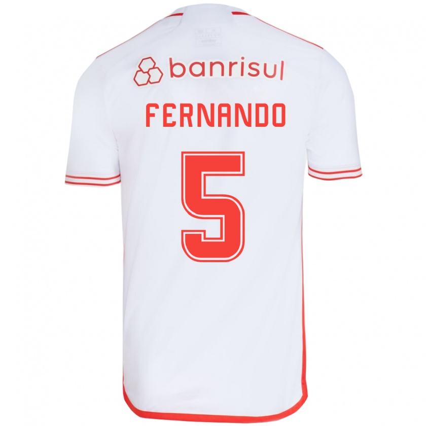 Kandiny Gyermek Fernando #5 Fehér Piros Idegenbeli Jersey 2024/25 Mez Póló Ing