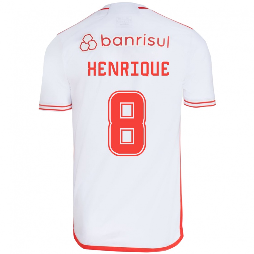 Kandiny Gyermek Bruno Henrique #8 Fehér Piros Idegenbeli Jersey 2024/25 Mez Póló Ing