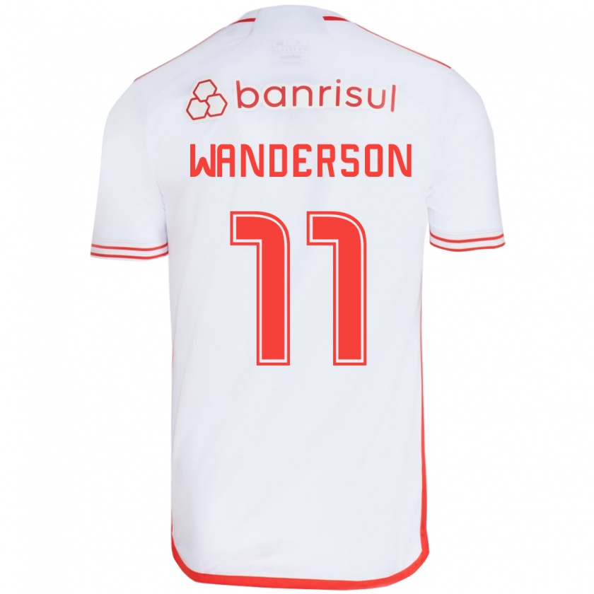 Kandiny Gyermek Wanderson #11 Fehér Piros Idegenbeli Jersey 2024/25 Mez Póló Ing