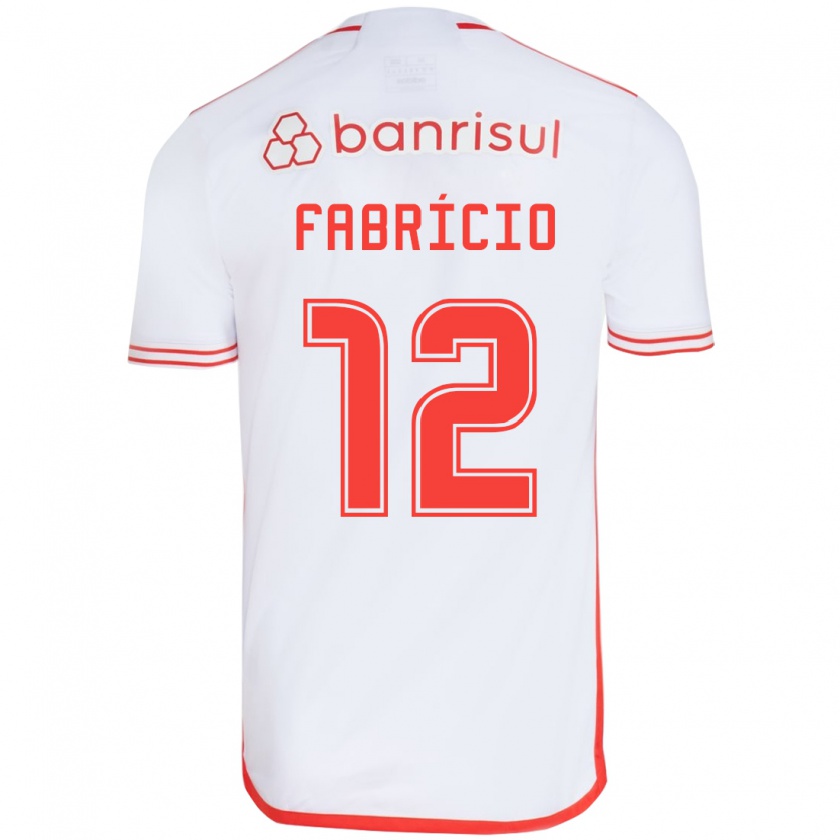 Kandiny Gyermek Fabrício #12 Fehér Piros Idegenbeli Jersey 2024/25 Mez Póló Ing