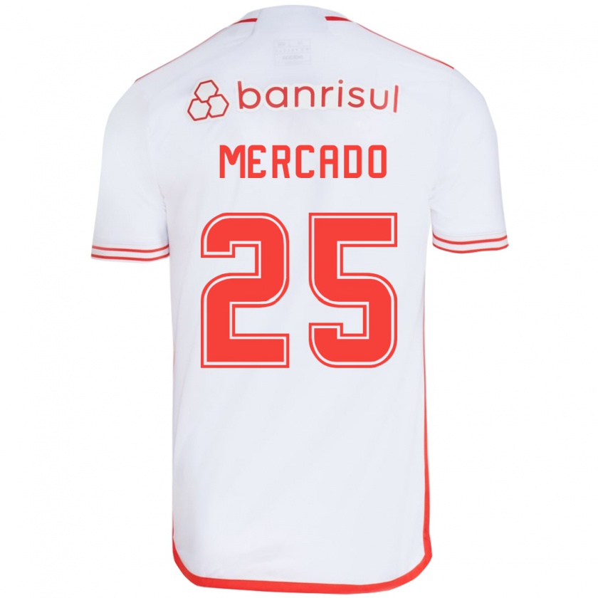 Kandiny Gyermek Gabriel Mercado #25 Fehér Piros Idegenbeli Jersey 2024/25 Mez Póló Ing