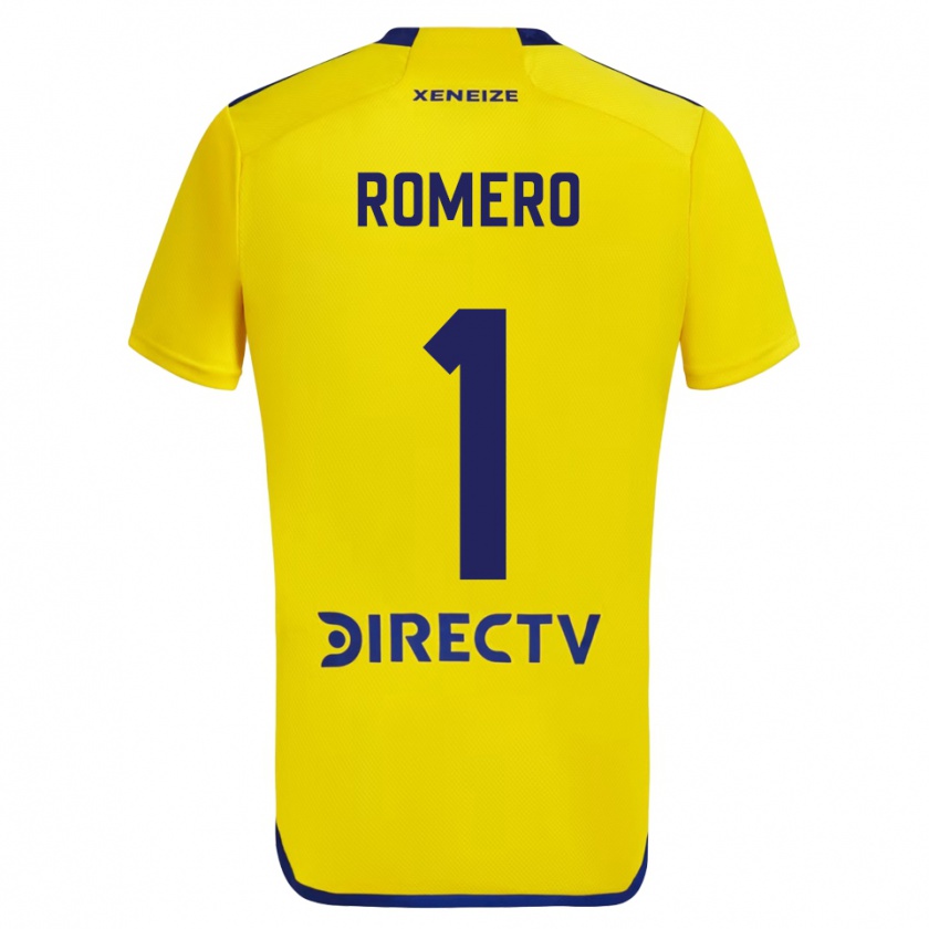 Kandiny Gyermek Sergio Romero #1 Sárga Kék Idegenbeli Jersey 2024/25 Mez Póló Ing