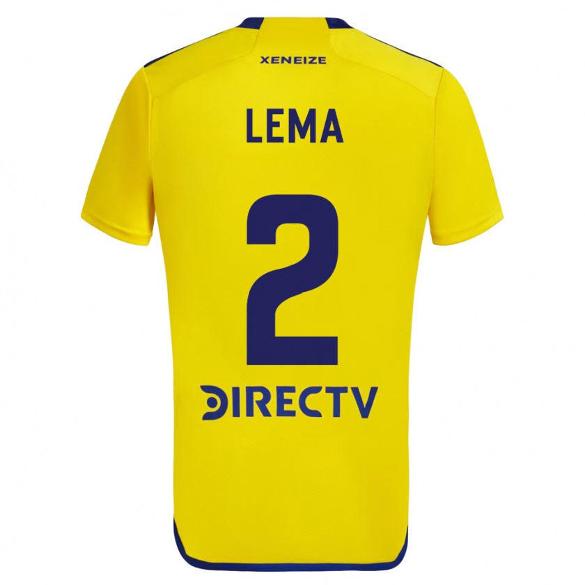 Kandiny Gyermek Cristian Lema #2 Sárga Kék Idegenbeli Jersey 2024/25 Mez Póló Ing