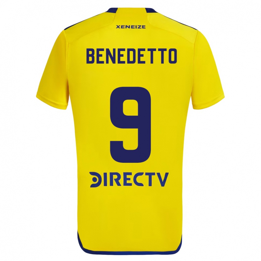 Kandiny Gyermek Darío Benedetto #9 Sárga Kék Idegenbeli Jersey 2024/25 Mez Póló Ing