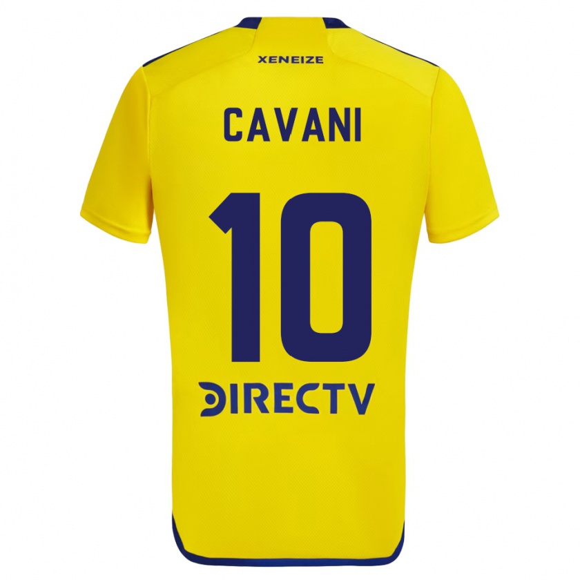 Kandiny Gyermek Edinson Cavani #10 Sárga Kék Idegenbeli Jersey 2024/25 Mez Póló Ing