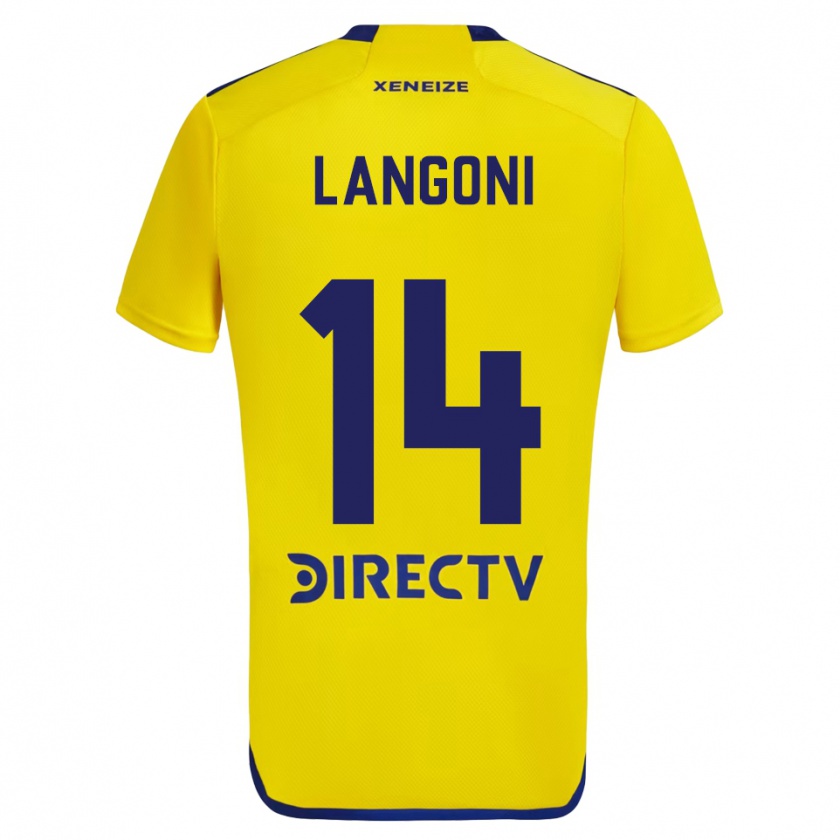 Kandiny Gyermek Luca Langoni #14 Sárga Kék Idegenbeli Jersey 2024/25 Mez Póló Ing