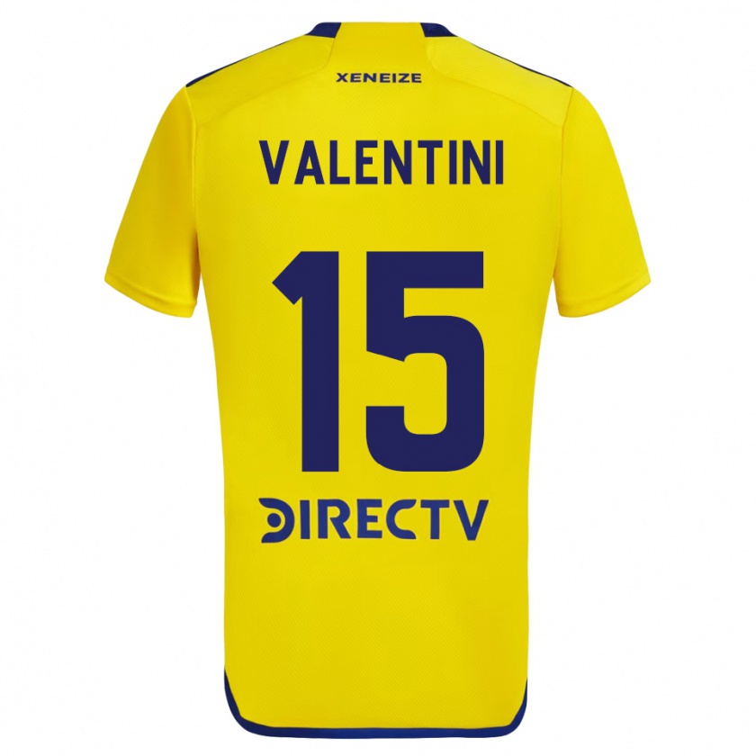 Kandiny Gyermek Nicolás Valentini #15 Sárga Kék Idegenbeli Jersey 2024/25 Mez Póló Ing