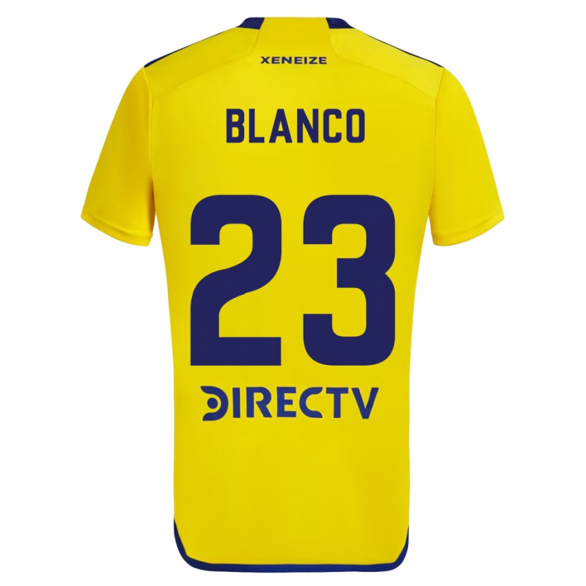 Kandiny Gyermek Lautaro Blanco #23 Sárga Kék Idegenbeli Jersey 2024/25 Mez Póló Ing