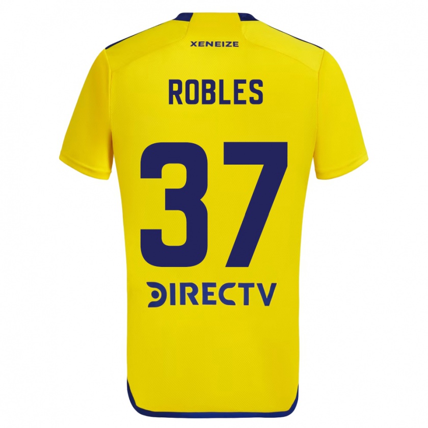 Kandiny Gyermek Sebastián Díaz Robles #37 Sárga Kék Idegenbeli Jersey 2024/25 Mez Póló Ing