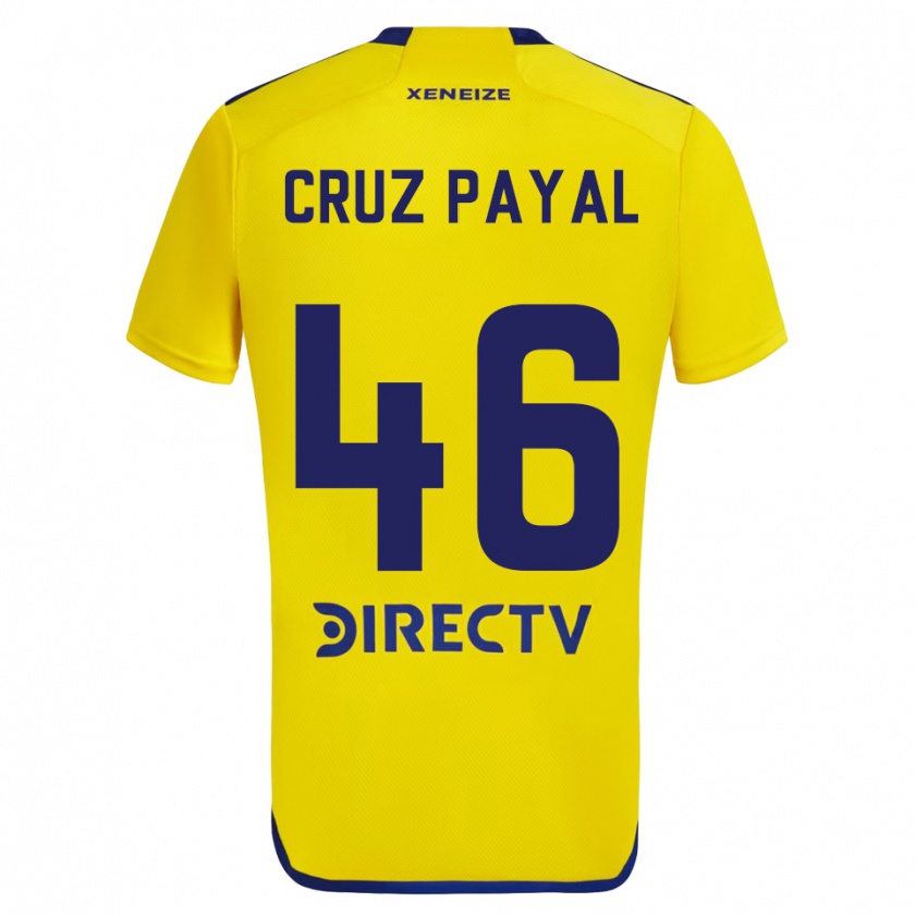 Kandiny Gyermek Juan Cruz Payal #46 Sárga Kék Idegenbeli Jersey 2024/25 Mez Póló Ing