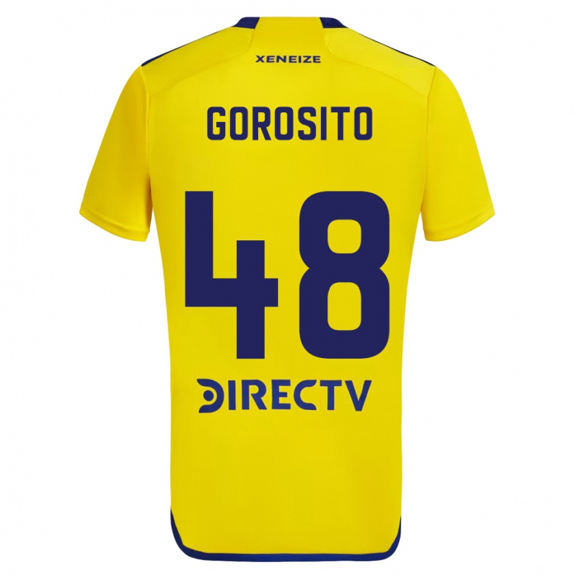 Kandiny Gyermek Dylan Gorosito #48 Sárga Kék Idegenbeli Jersey 2024/25 Mez Póló Ing