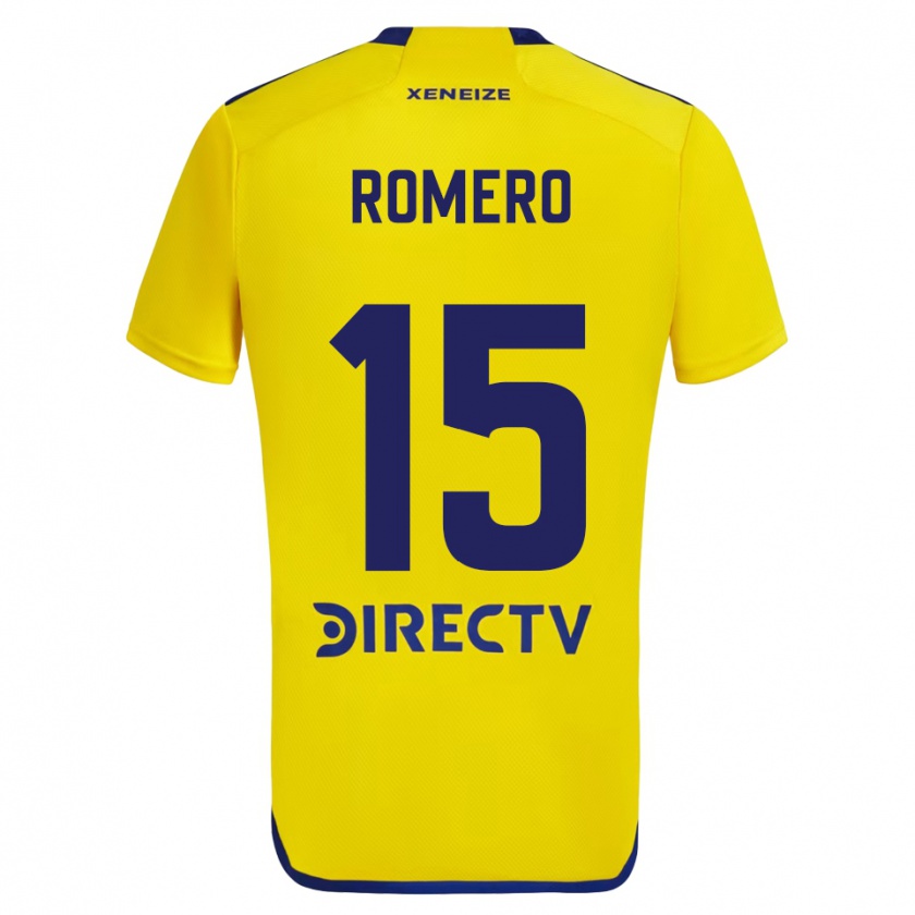 Kandiny Gyermek Alejo Romero #15 Sárga Kék Idegenbeli Jersey 2024/25 Mez Póló Ing