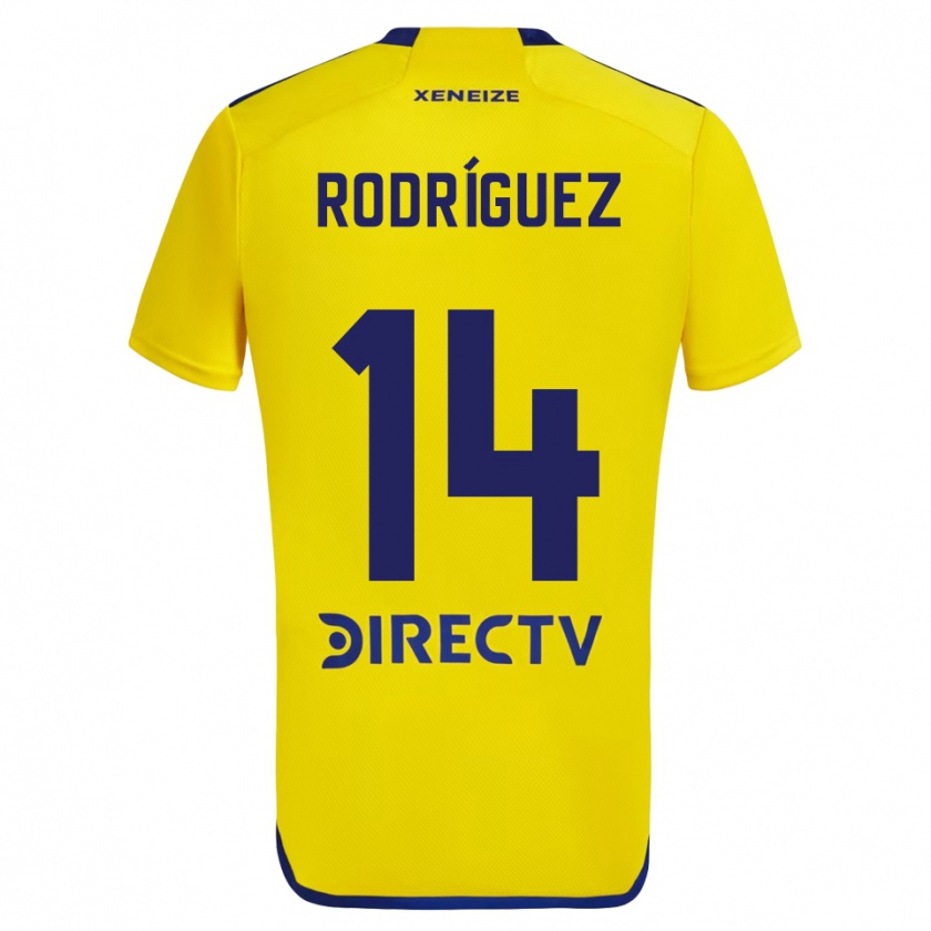 Kandiny Gyermek Isaías Rodríguez #14 Sárga Kék Idegenbeli Jersey 2024/25 Mez Póló Ing