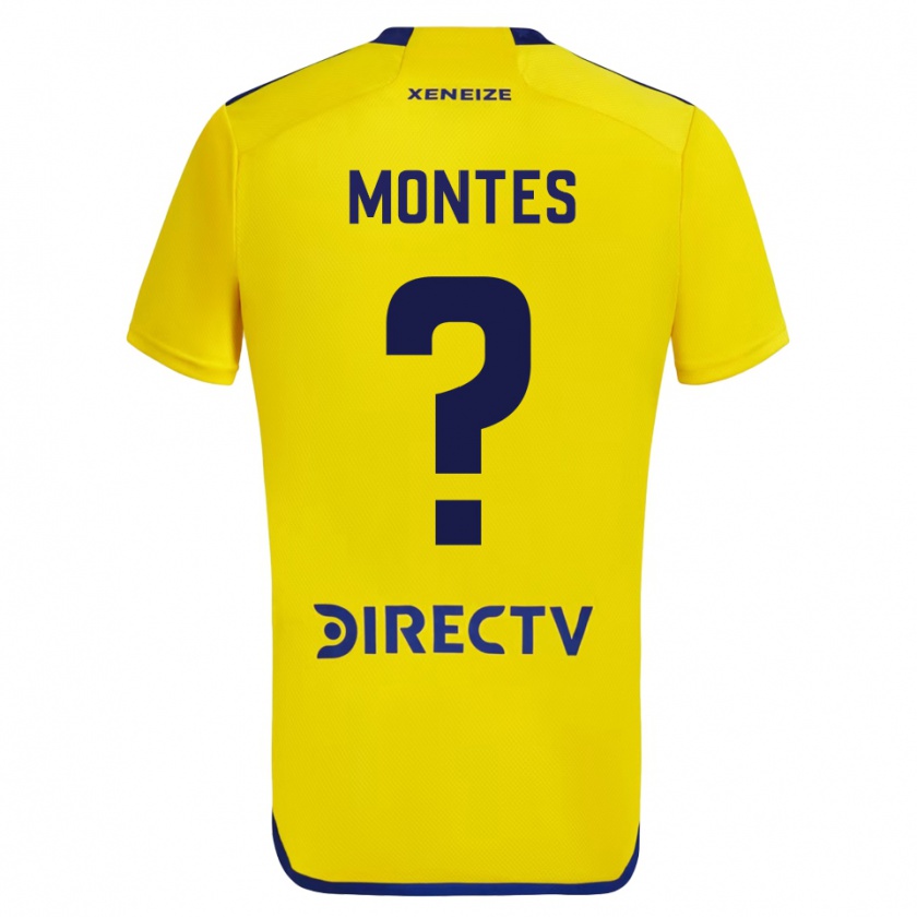 Kandiny Gyermek Rodrigo Montes #0 Sárga Kék Idegenbeli Jersey 2024/25 Mez Póló Ing