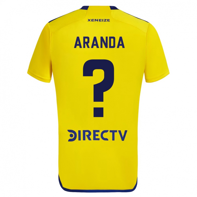 Kandiny Gyermek Gabriel Aranda #0 Sárga Kék Idegenbeli Jersey 2024/25 Mez Póló Ing