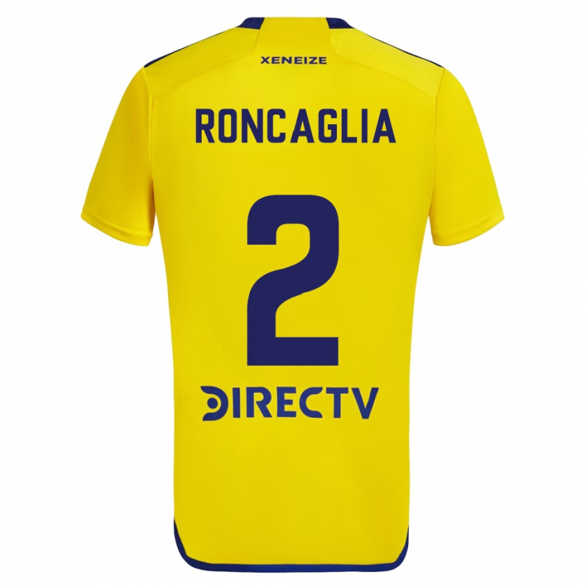 Kandiny Gyermek Facundo Roncaglia #2 Sárga Kék Idegenbeli Jersey 2024/25 Mez Póló Ing