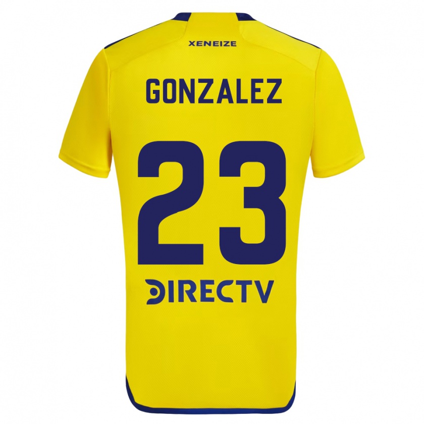 Kandiny Gyermek Diego González #23 Sárga Kék Idegenbeli Jersey 2024/25 Mez Póló Ing