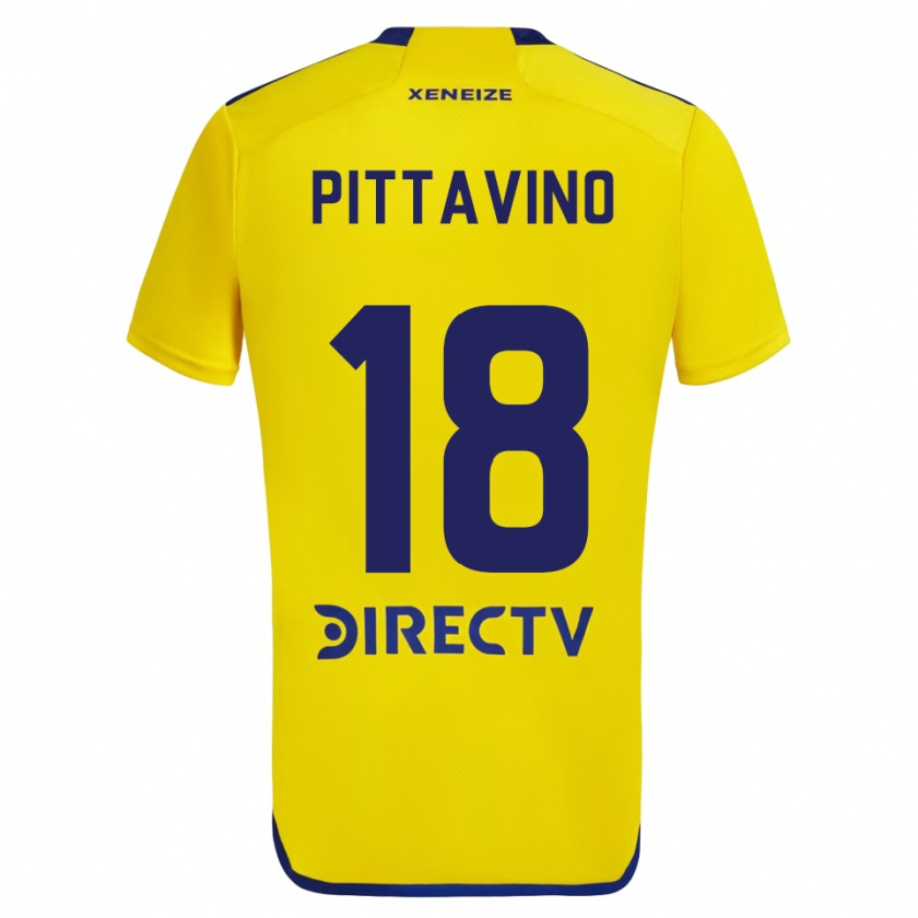 Kandiny Gyermek Rodrigo Pittavino #18 Sárga Kék Idegenbeli Jersey 2024/25 Mez Póló Ing