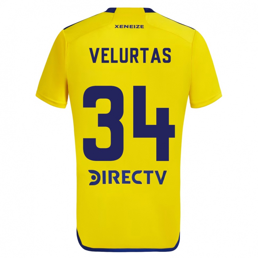 Kandiny Gyermek Pedro Velurtas #34 Sárga Kék Idegenbeli Jersey 2024/25 Mez Póló Ing