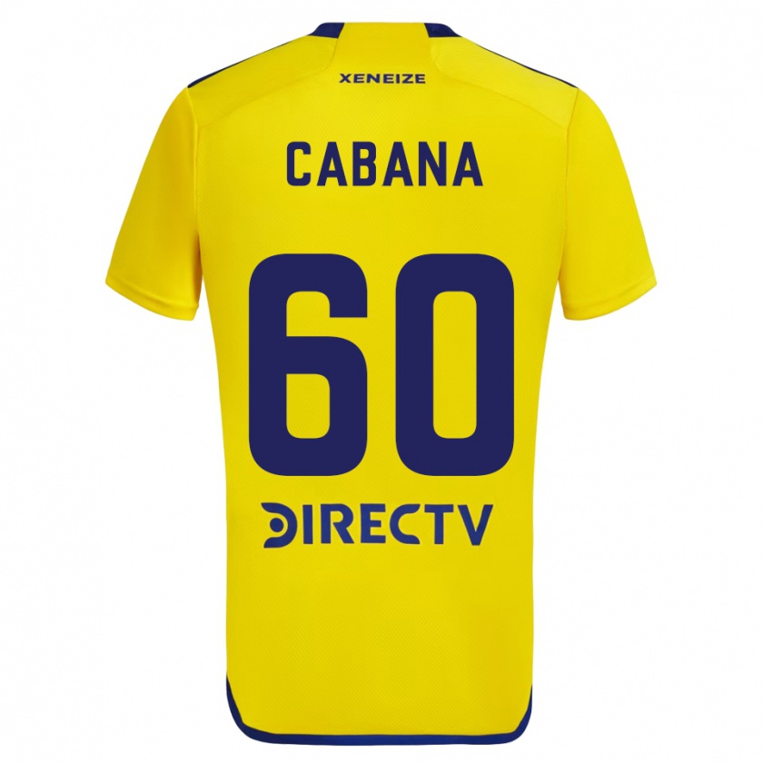 Kandiny Gyermek Juan Pablo Cabaña #60 Sárga Kék Idegenbeli Jersey 2024/25 Mez Póló Ing