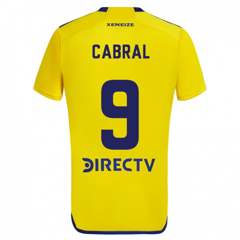 Kandiny Gyermek Bruno Cabral #9 Sárga Kék Idegenbeli Jersey 2024/25 Mez Póló Ing