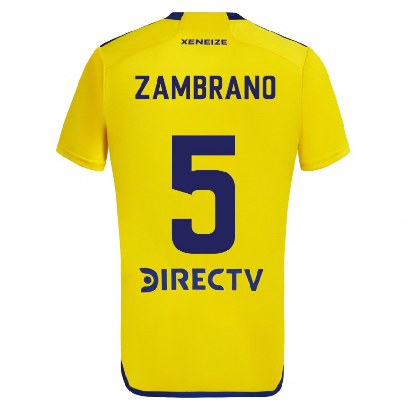 Kandiny Gyermek Carlos Zambrano #5 Sárga Kék Idegenbeli Jersey 2024/25 Mez Póló Ing