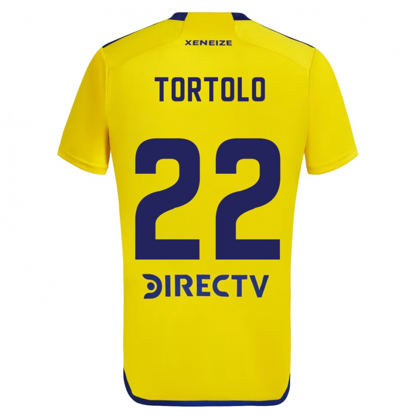 Kandiny Gyermek Dulce Tortolo #22 Sárga Kék Idegenbeli Jersey 2024/25 Mez Póló Ing