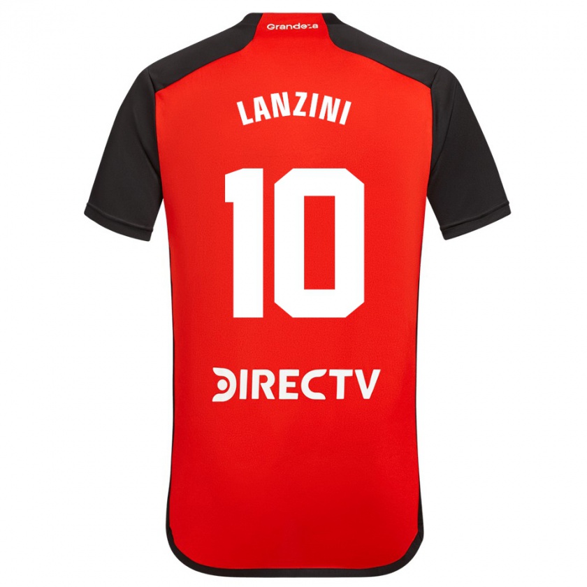 Kandiny Gyermek Manuel Lanzini #10 Piros Fekete Fehér Idegenbeli Jersey 2024/25 Mez Póló Ing