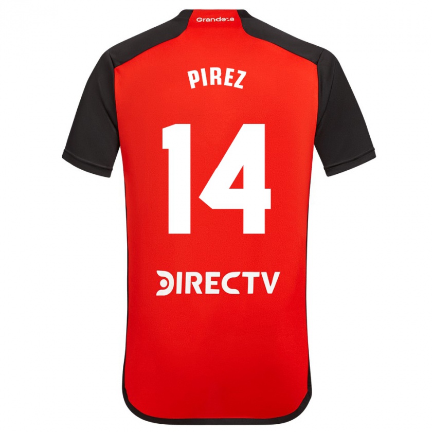 Kandiny Gyermek Leandro González Pírez #14 Piros Fekete Fehér Idegenbeli Jersey 2024/25 Mez Póló Ing