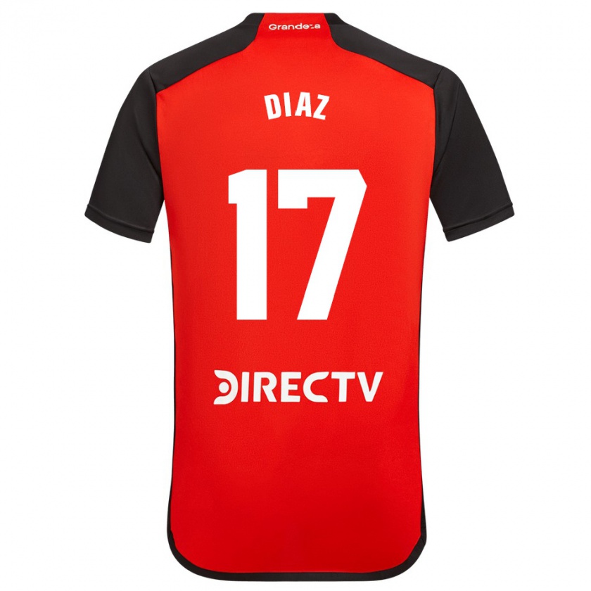 Kandiny Gyermek Paulo Díaz #17 Piros Fekete Fehér Idegenbeli Jersey 2024/25 Mez Póló Ing