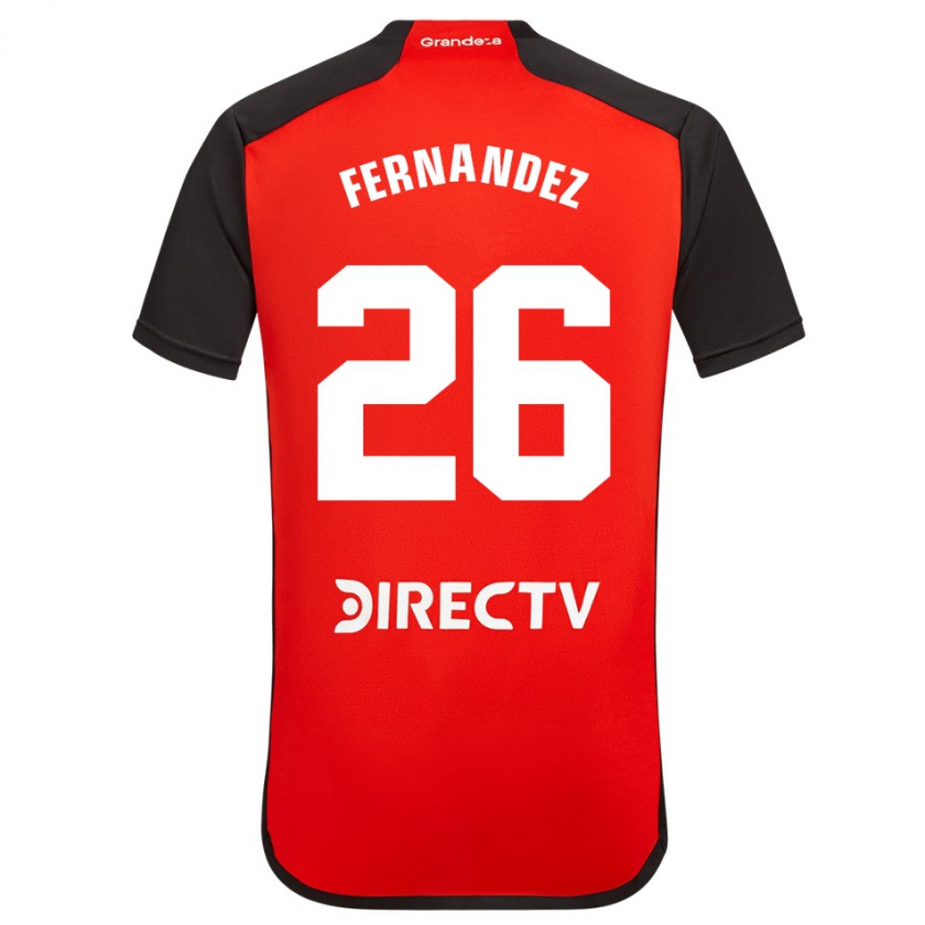 Kandiny Gyermek Nacho Fernández #26 Piros Fekete Fehér Idegenbeli Jersey 2024/25 Mez Póló Ing