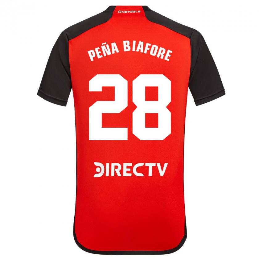 Kandiny Gyermek Felipe Peña Biafore #28 Piros Fekete Fehér Idegenbeli Jersey 2024/25 Mez Póló Ing