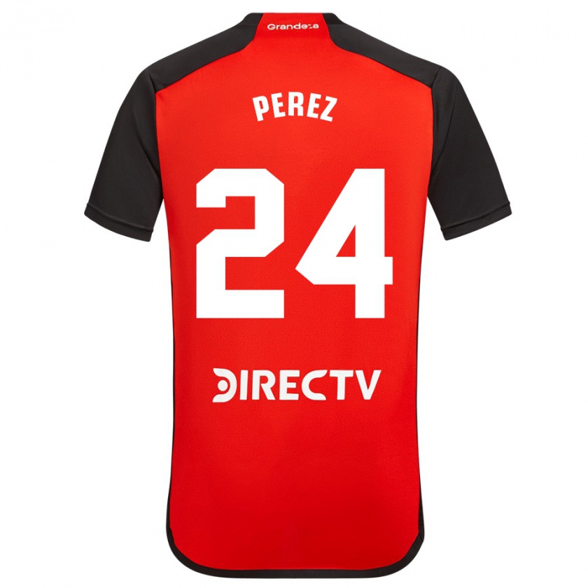 Kandiny Gyermek Enzo Pérez #24 Piros Fekete Fehér Idegenbeli Jersey 2024/25 Mez Póló Ing