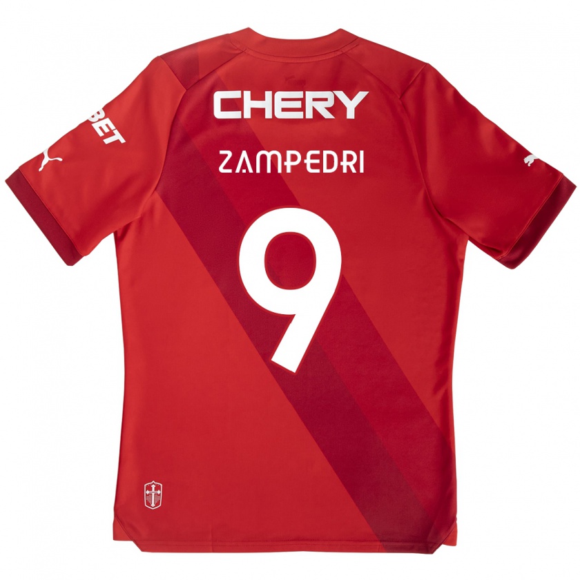 Kandiny Gyermek Fernando Zampedri #9 Piros Fehér Idegenbeli Jersey 2024/25 Mez Póló Ing