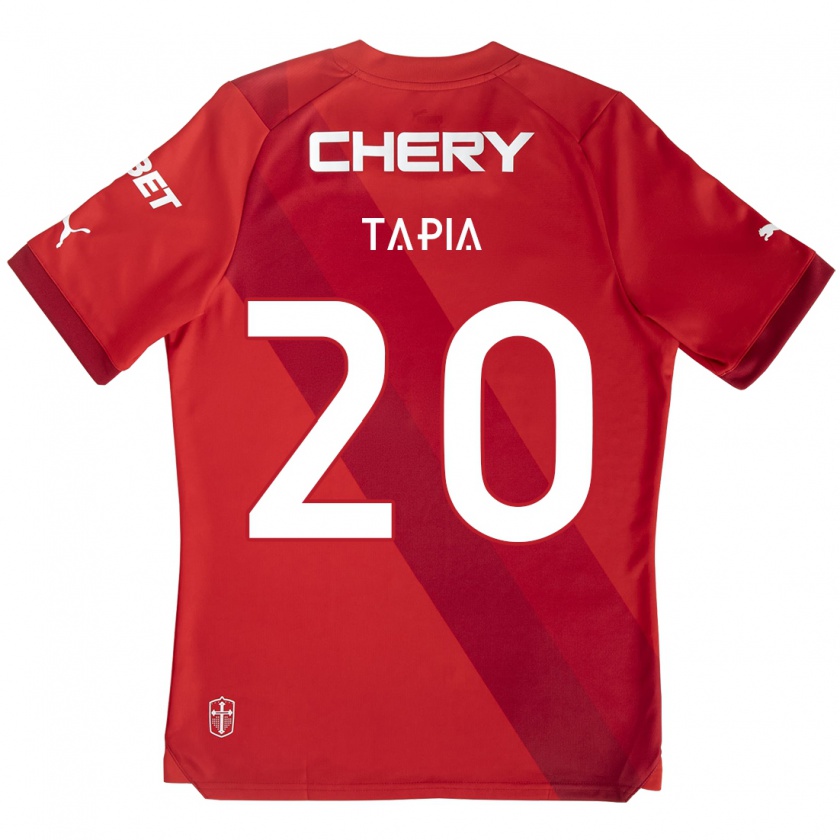 Kandiny Gyermek Gonzalo Tapia #20 Piros Fehér Idegenbeli Jersey 2024/25 Mez Póló Ing