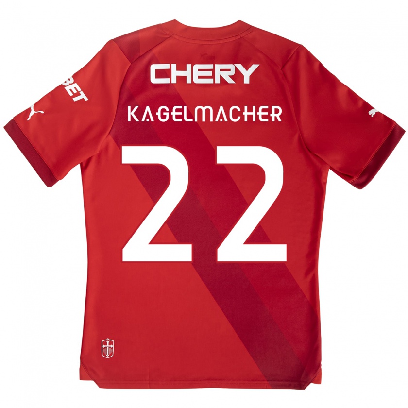 Kandiny Gyermek Gary Kagelmacher #22 Piros Fehér Idegenbeli Jersey 2024/25 Mez Póló Ing