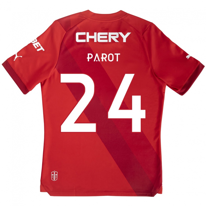 Kandiny Gyermek Alfonso Parot #24 Piros Fehér Idegenbeli Jersey 2024/25 Mez Póló Ing