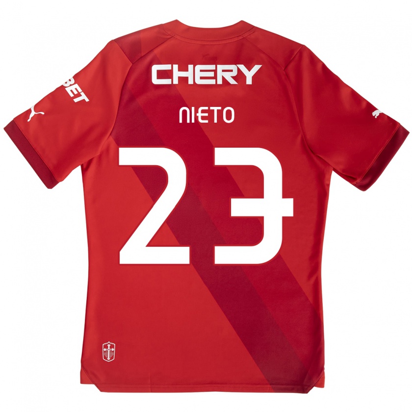 Kandiny Gyermek Byron Nieto #23 Piros Fehér Idegenbeli Jersey 2024/25 Mez Póló Ing