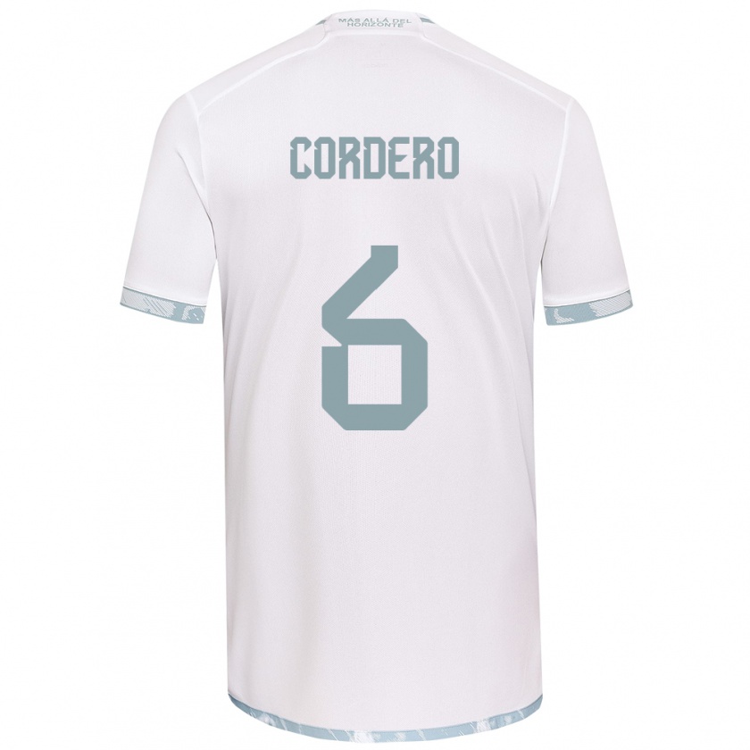 Kandiny Gyermek Renato Cordero #6 Fehér Szürke Idegenbeli Jersey 2024/25 Mez Póló Ing