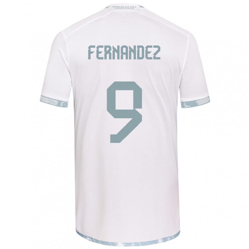 Kandiny Gyermek Leandro Fernández #9 Fehér Szürke Idegenbeli Jersey 2024/25 Mez Póló Ing