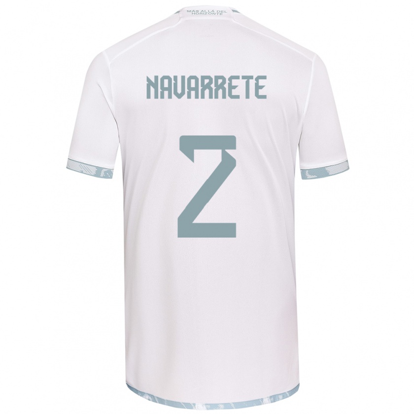 Kandiny Gyermek Daniel Navarrete #2 Fehér Szürke Idegenbeli Jersey 2024/25 Mez Póló Ing