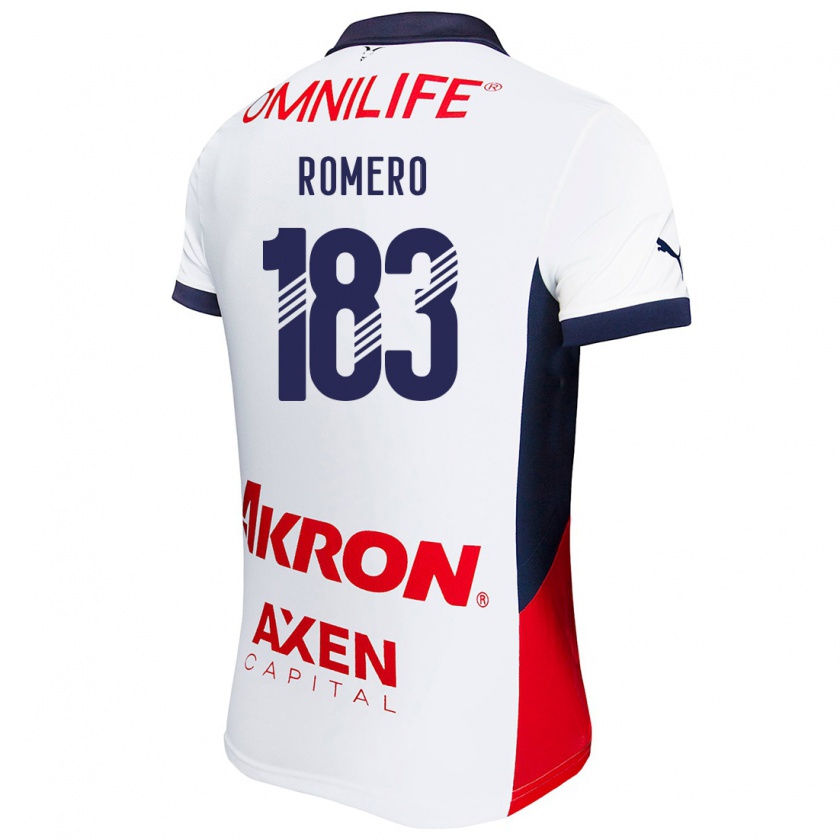 Kandiny Gyermek Javen Romero #183 Fehér Piros Kék Idegenbeli Jersey 2024/25 Mez Póló Ing