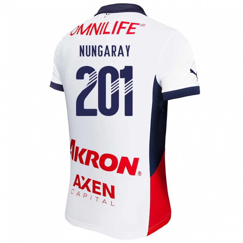 Kandiny Gyermek David Nungaray #201 Fehér Piros Kék Idegenbeli Jersey 2024/25 Mez Póló Ing