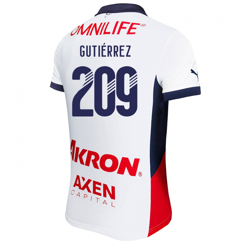 Kandiny Gyermek Edgar Gutiérrez #209 Fehér Piros Kék Idegenbeli Jersey 2024/25 Mez Póló Ing